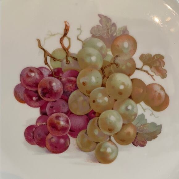 Vintage Germany cabinet shelf fruit plate platter white & grapes display serving - Picture 3 of 7